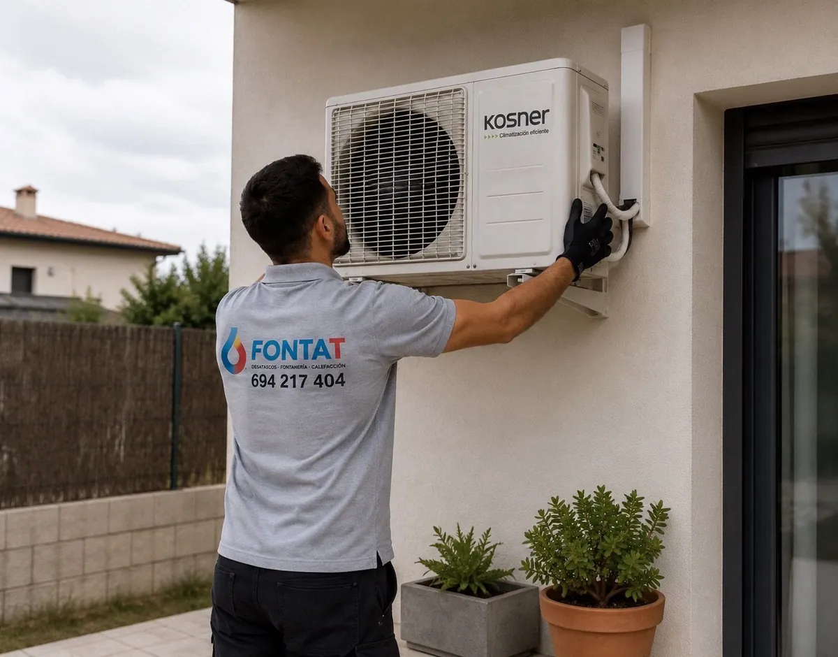 Técnico de Fontat revisando un equipo de climatización